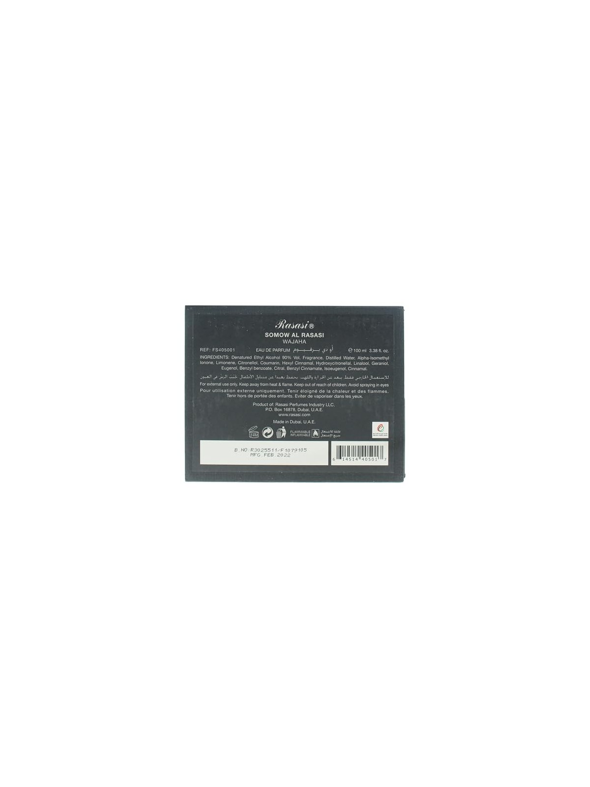 Rasasi Somow Al Rasasi Wajaha eau de parfum unisex 100ml