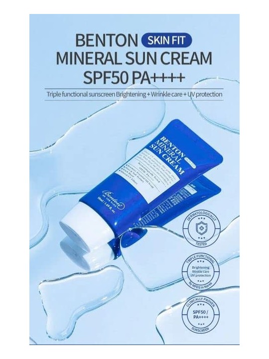 Crema solare minerale SPF50 50ml donna Benton SKIN FIT