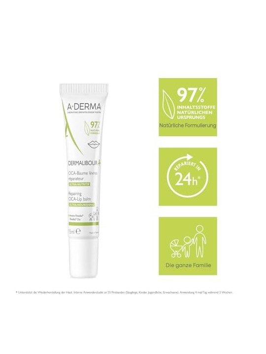 A-Derma DERMALIBOUR CICA Repairing Lip Balm 15ml unisex