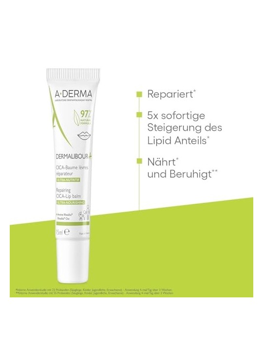 A-Derma DERMALIBOUR CICA Repairing Lip Balm 15ml unisex