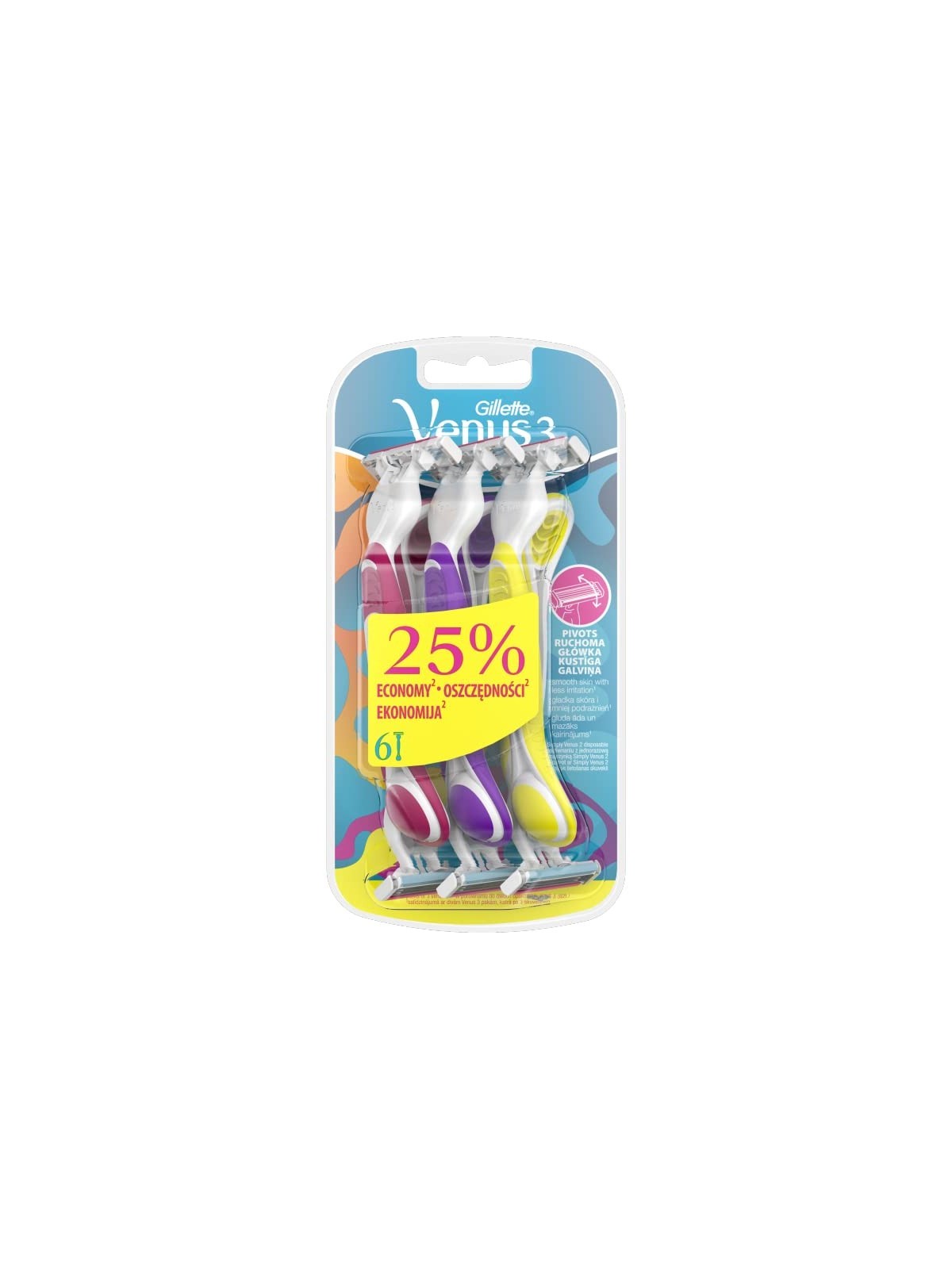 Gillette Simply Venus 3 Plus Giallo 6 pz donna