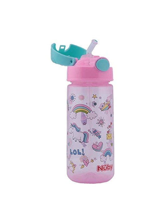 Nby MUG con bottone e cannucce morbide 3 anni rosa 540ml 1 unit unisex