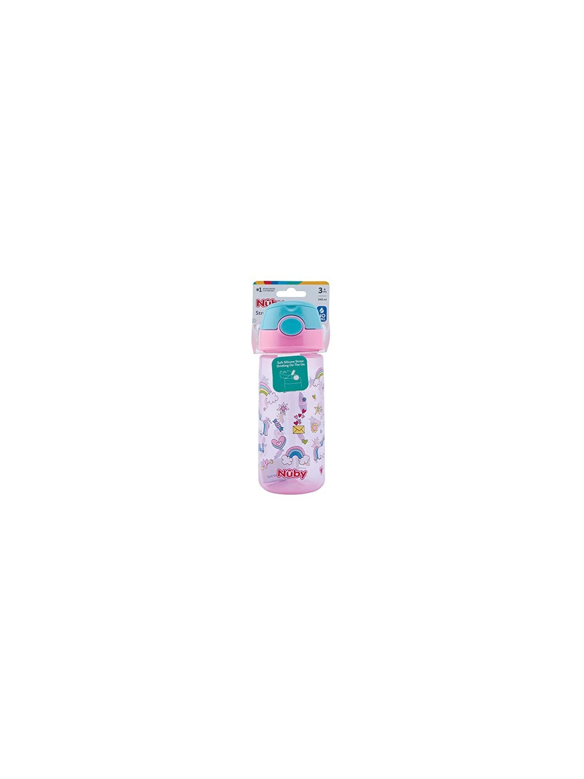 Nby MUG con bottone e cannucce morbide 3 anni rosa 540ml 1 unit unisex