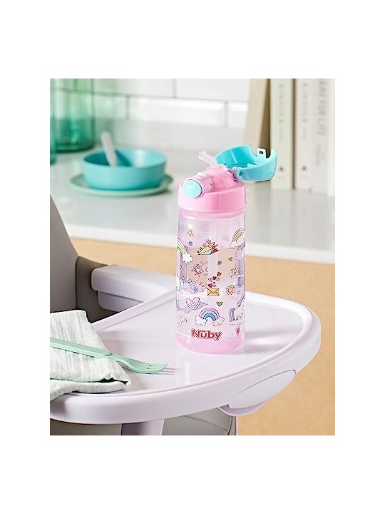 Nby MUG con bottone e cannucce morbide 3 anni rosa 540ml 1 unit unisex