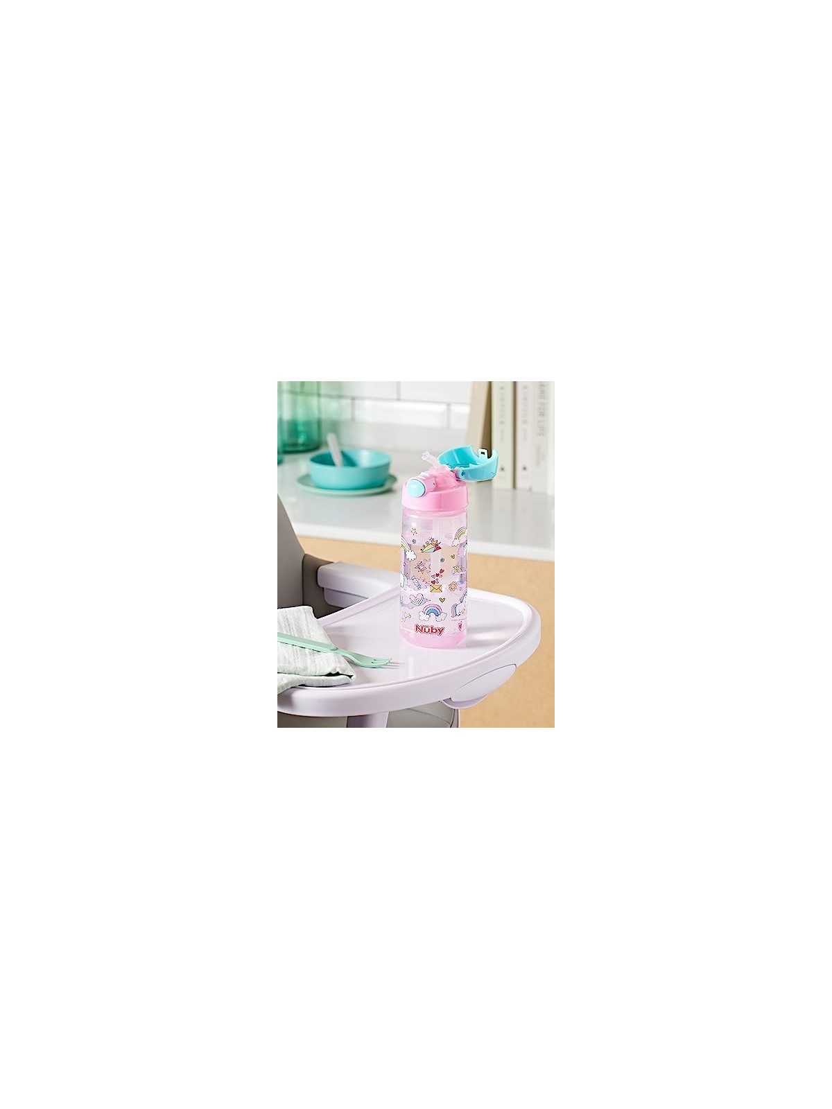 Nby MUG con bottone e cannucce morbide 3 anni rosa 540ml 1 unit unisex