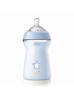CHICCO NaturalFeeling Bottiglia di plastica 330ml con tettarella in silicone flusso veloce 6m Blu