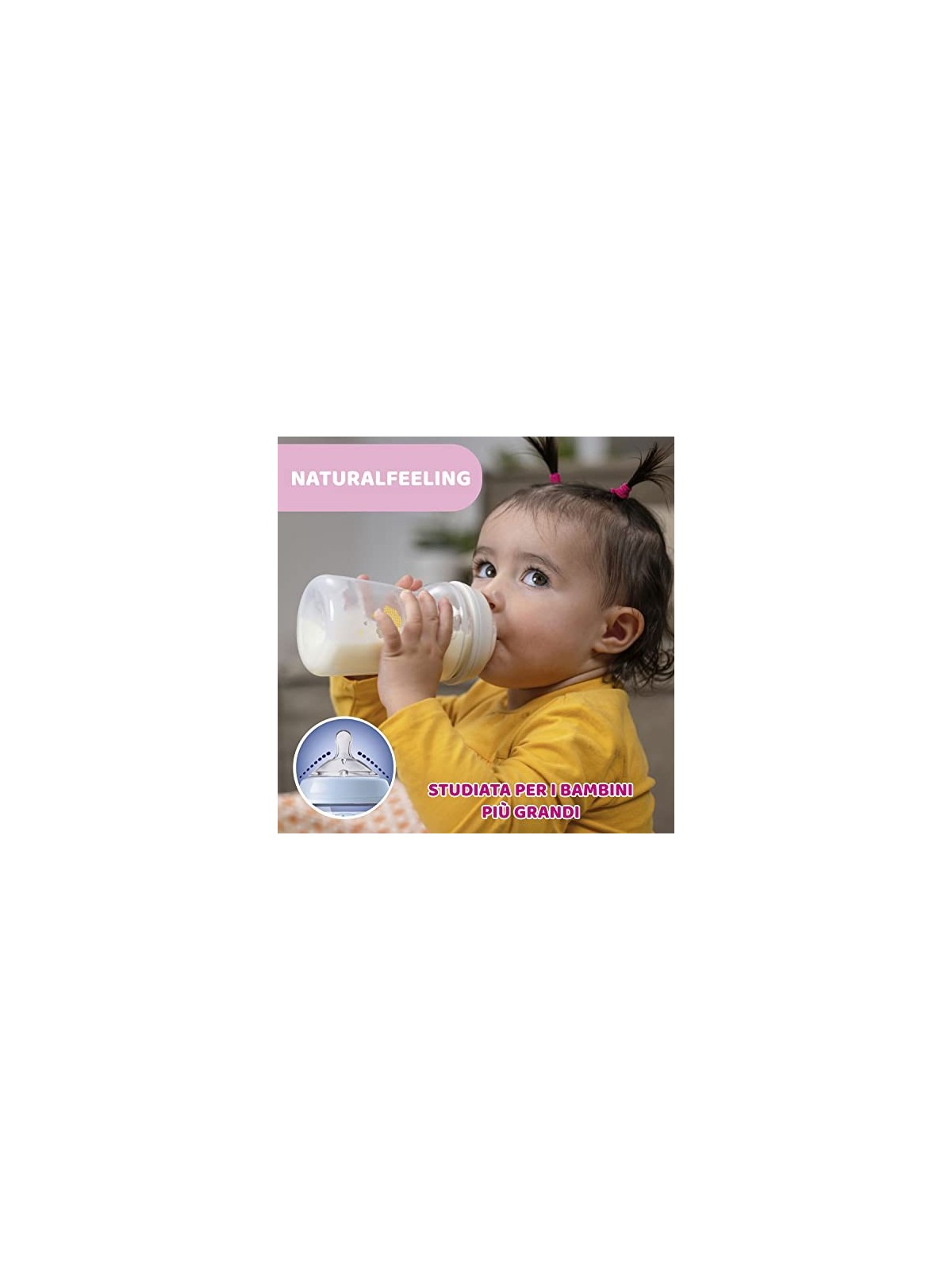 CHICCO NaturalFeeling Bottiglia di plastica 330ml con tettarella in silicone flusso veloce 6m Blu