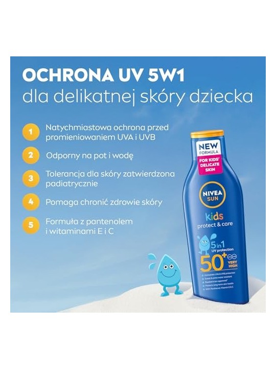 NIVEA Sun Kids Protect  Care 5in1 lozione solare per bambini con olio di mandorle biologico 200ml