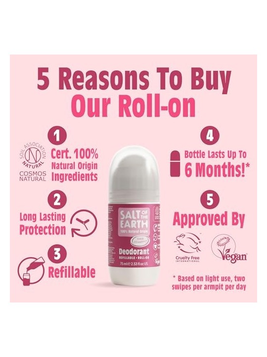 Sweet Strawberry Deo Roll-on Natural Deodorant for Women 75ml
