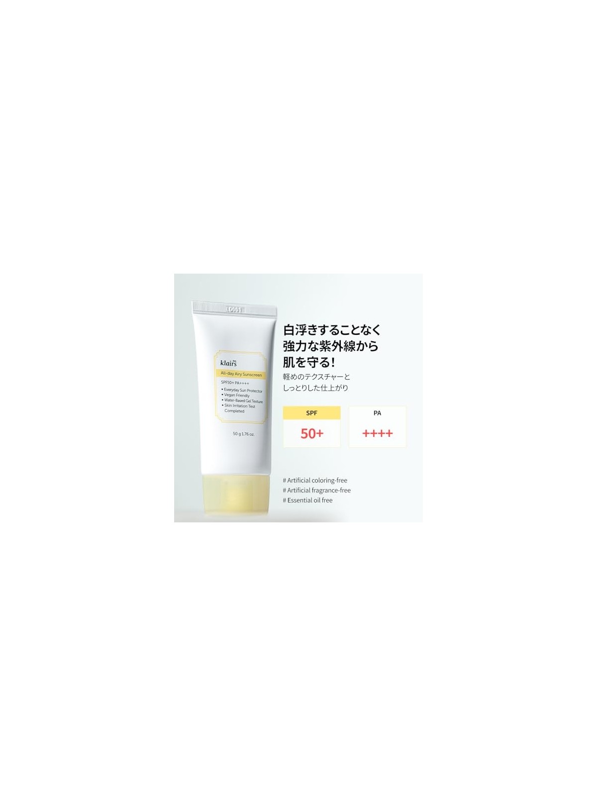 Klairs Crema Solare Aerea per Tutto il Giorno SPF50 50 gr Donna