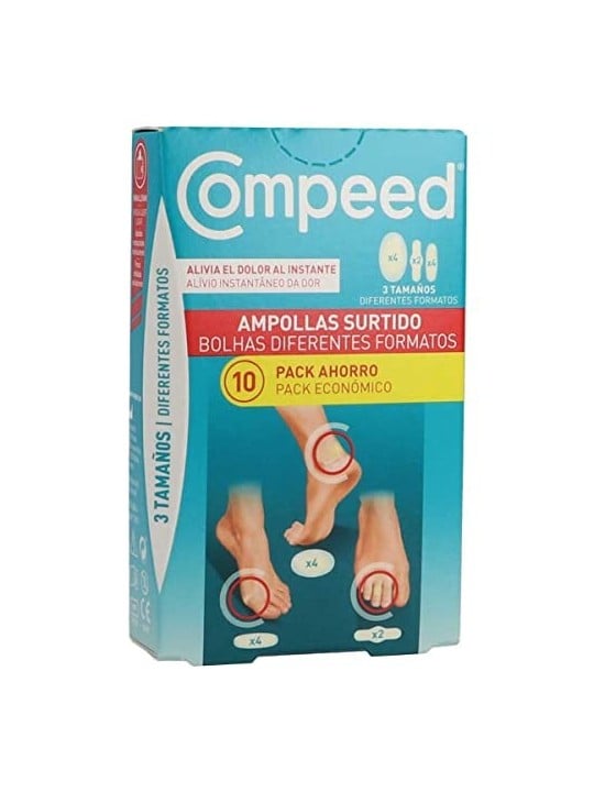 Compeed Assortimento di Cerotti per Vesciche in 3 Misure 10 Pezzi Unisex