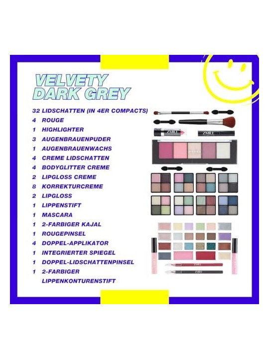 Beauty Case Velvety Limited Grigio Zmile Cosmetics