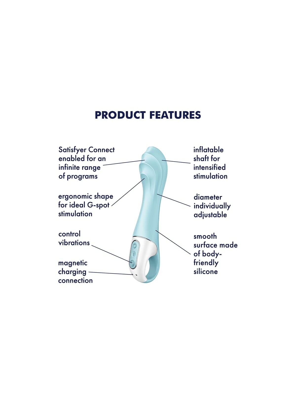 SATISFYER air pump vibrator 5 vibratore punto g gonfiabile blu 1un donna