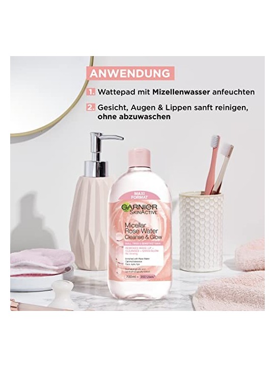 Acqua micellare con acqua di rose