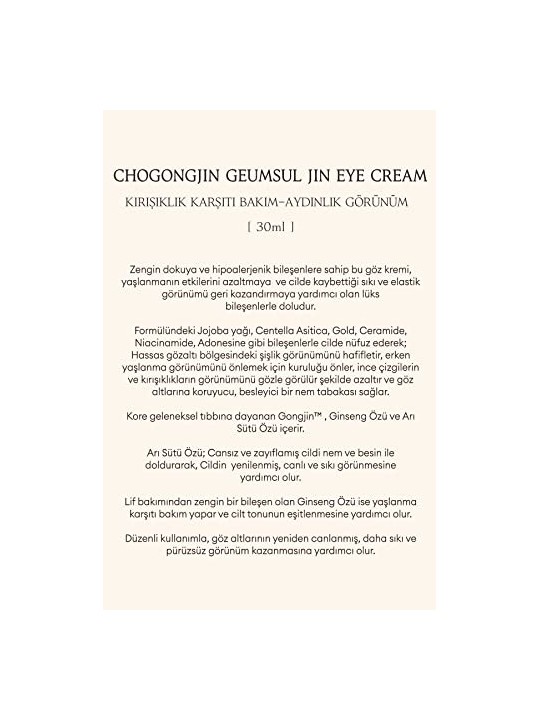 Crema occhi Missha Chogongjin Geumsul Jin con oro donna 30ml