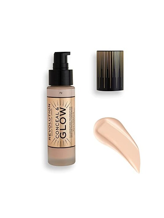 Makeup Revolution Conceal & Glow Makeup - Trucco Illuminante 23 ml F2 Donna