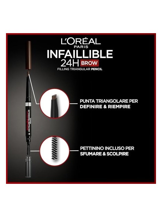 LOrï¿½ï¿½al Matita triangolare riempitiva Infaillible Brows 24H 1 ml donna 03 Brunette