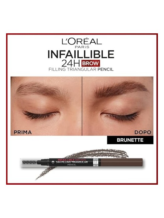 LOrï¿½ï¿½al Matita triangolare riempitiva Infaillible Brows 24H 1 ml donna 03 Brunette