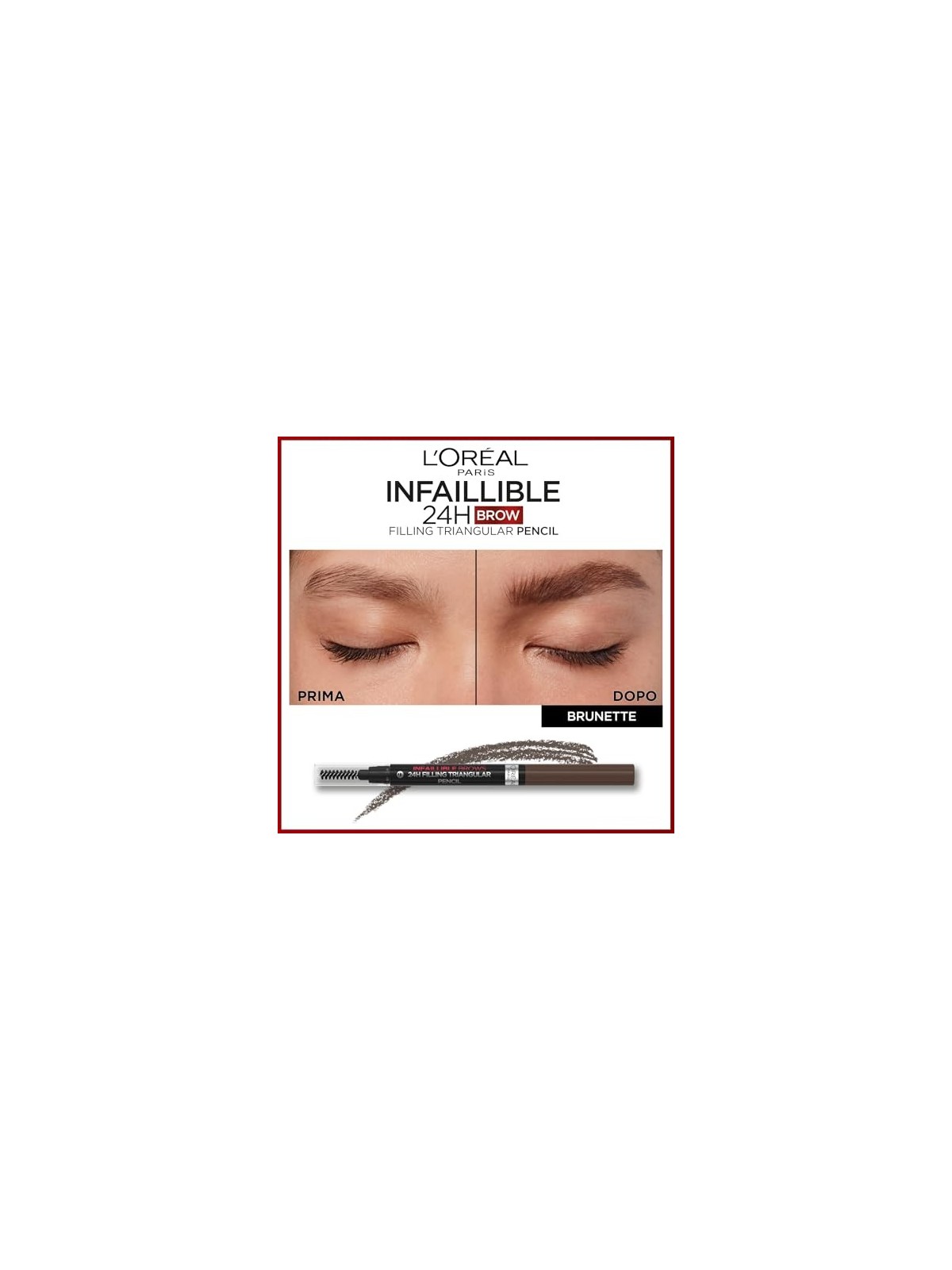 LOrï¿½ï¿½al Matita triangolare riempitiva Infaillible Brows 24H 1 ml donna 03 Brunette