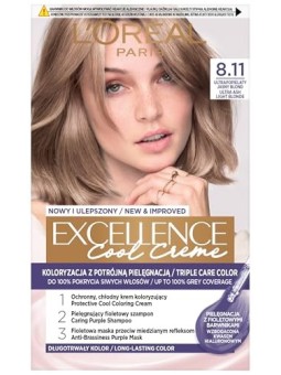 Tintura per capelli Excellence Cool Creme 811 Ultra Ash Light Blonde