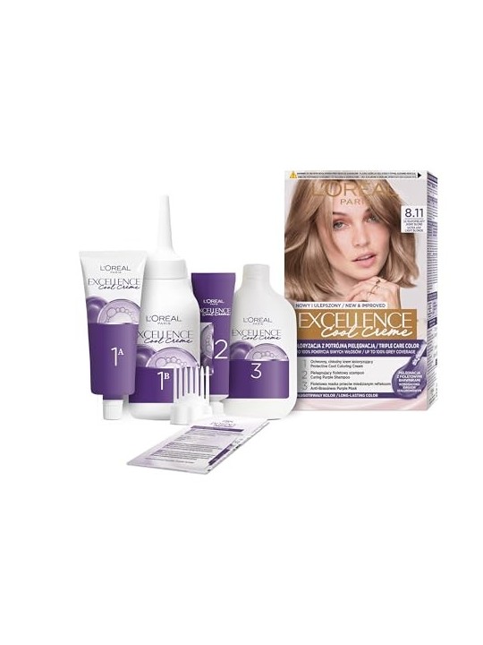 Tintura per capelli Excellence Cool Creme 811 Ultra Ash Light Blonde