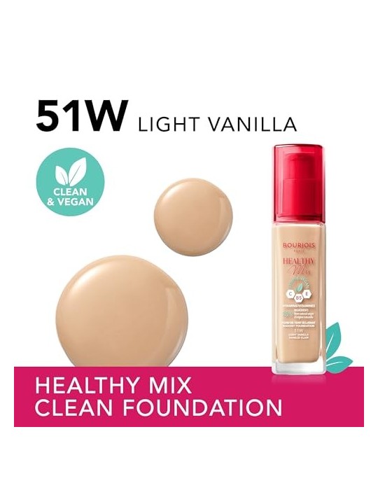 Bourjois Fondotinta Radiante Healthy Mix Clean Vegan 30 ml donna 51W Light Vanilla