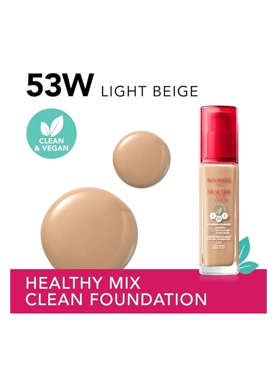 Bourjois Fondotinta Radiante Healthy Mix Clean Vegan 30 ml donna 53W Light Beige