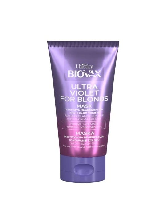 LBIOTICA Biovax Ultra Violet For Blonds Mask maschera tonificante intensamente rigenerante per capelli biondi e grigi 150ml