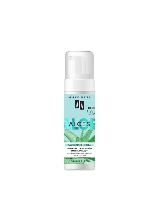 AA Aloes 100 Aloe Vera Estratto di schiuma struccante e detergente per il viso 150ml