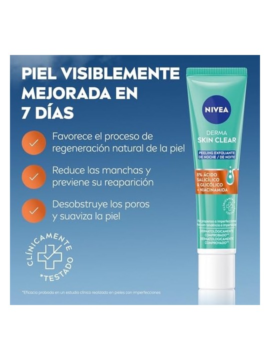 Nivea DERMA SKIN CLEAR Peeling Esfoliante Viso Notte 40ml Donna