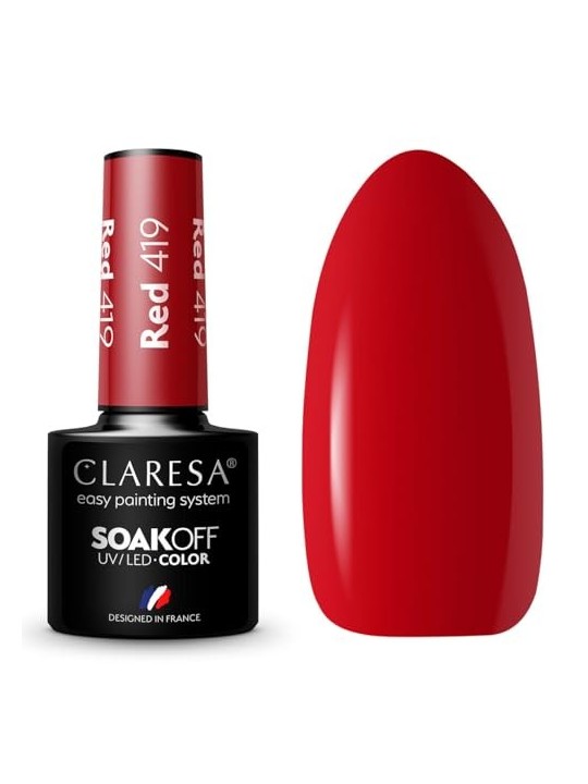 CLARESA Soak Off UVLED Vernice ibrida rossa 419 5g
