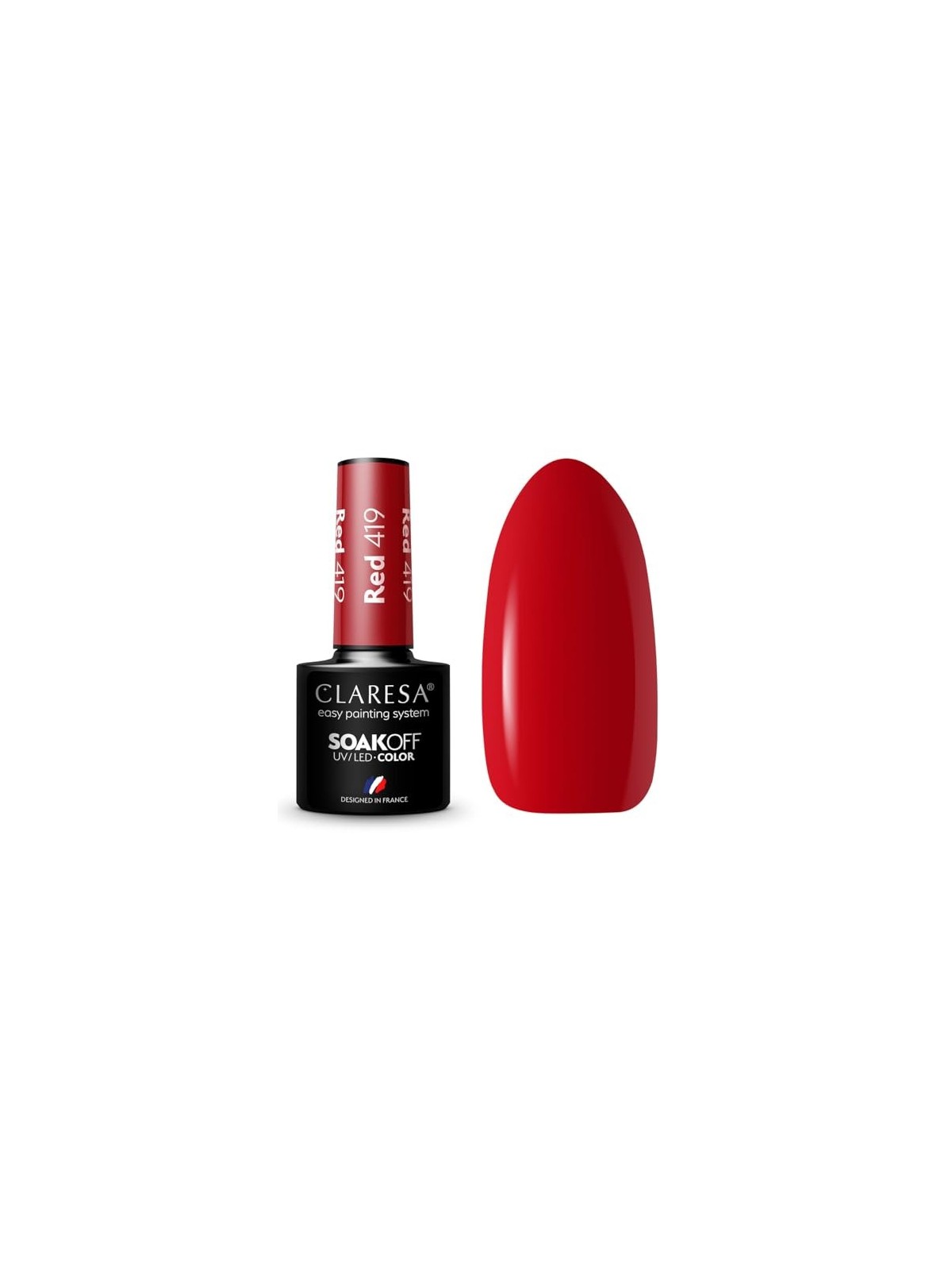 CLARESA Soak Off UVLED Vernice ibrida rossa 419 5g