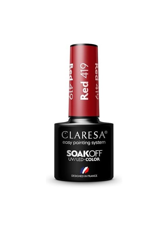 CLARESA Soak Off UVLED Vernice ibrida rossa 419 5g
