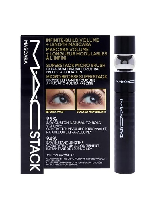 MAC Cosmetics Mascara volumizzante e allungante per ciglia corte Micro Macstack Mascara 12ml - Tonalità: Nero donna MAC Cosmetic