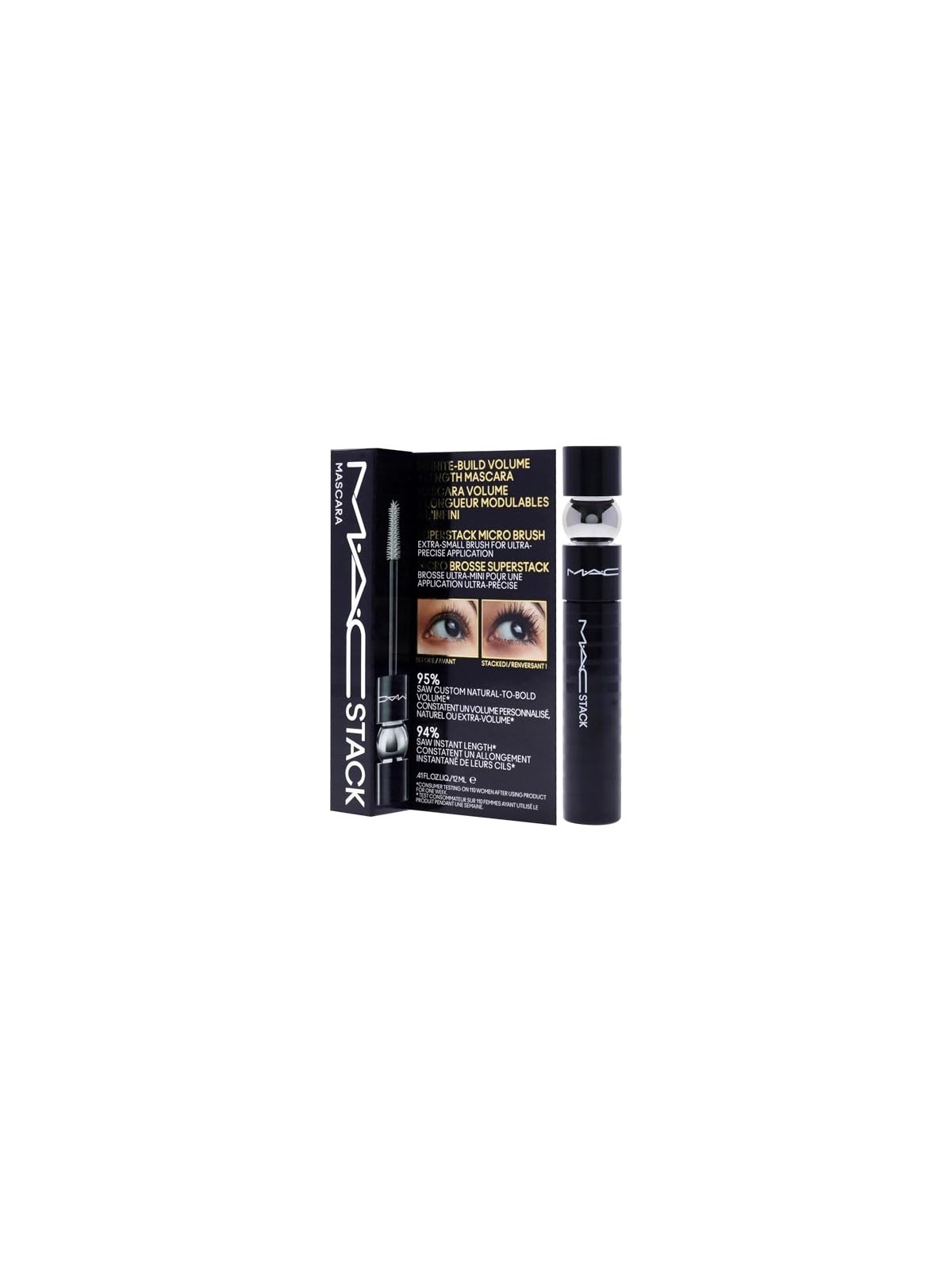 MAC Cosmetics Mascara volumizzante e allungante per ciglia corte Micro Macstack Mascara 12ml - Tonalità: Nero donna MAC Cosmetic