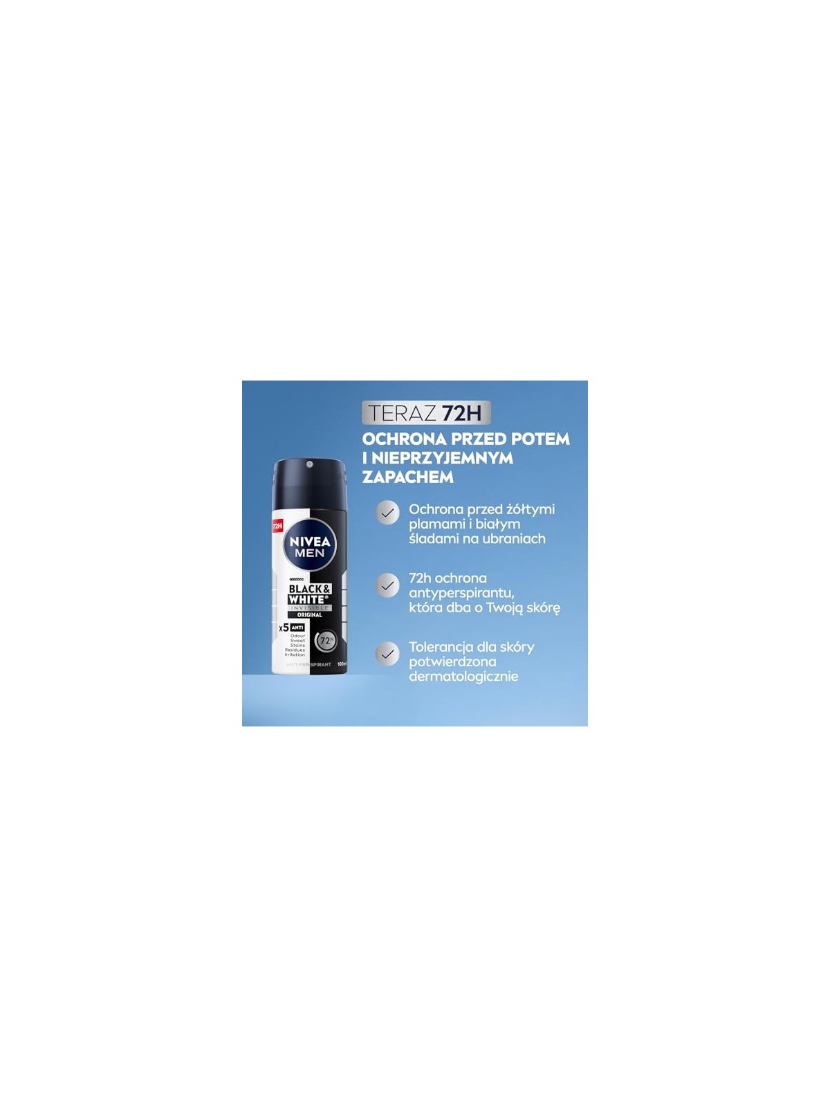 NIVEA Men BlackWhite Invisible Original spray antitraspirante 100ml