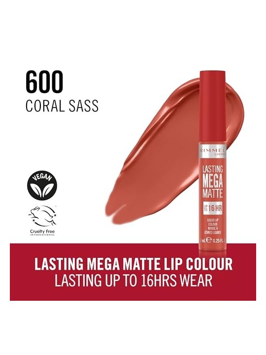 Rimmel Lasting Mega Matte Liquid Lip Colour Coral Sass