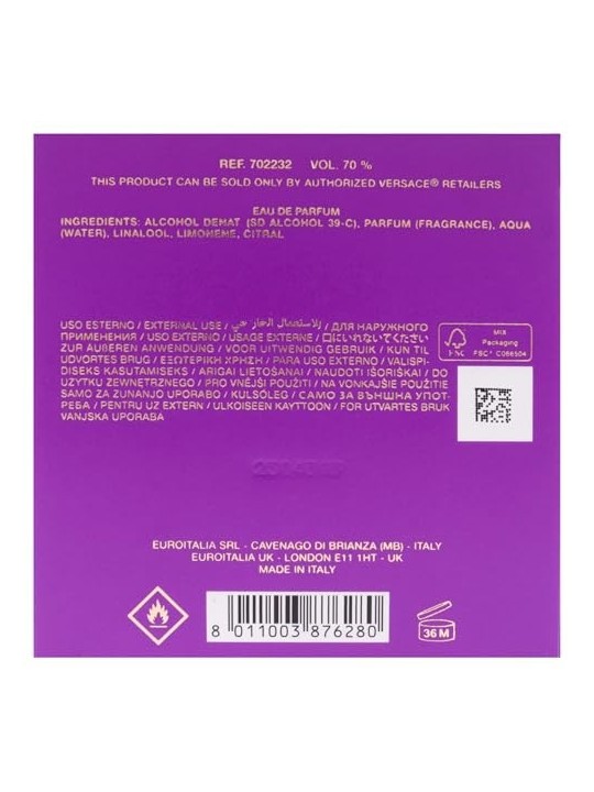 Versace Dylan Purple Pour Femme eau de parfum Spray 100ml Versace www.essenzetotalstyle.com 