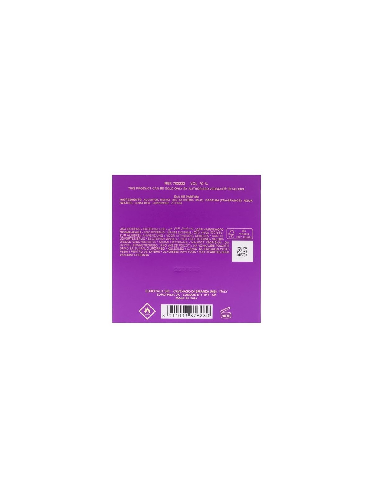 Versace Dylan Purple Pour Femme eau de parfum Spray 100ml Versace www.essenzetotalstyle.com 