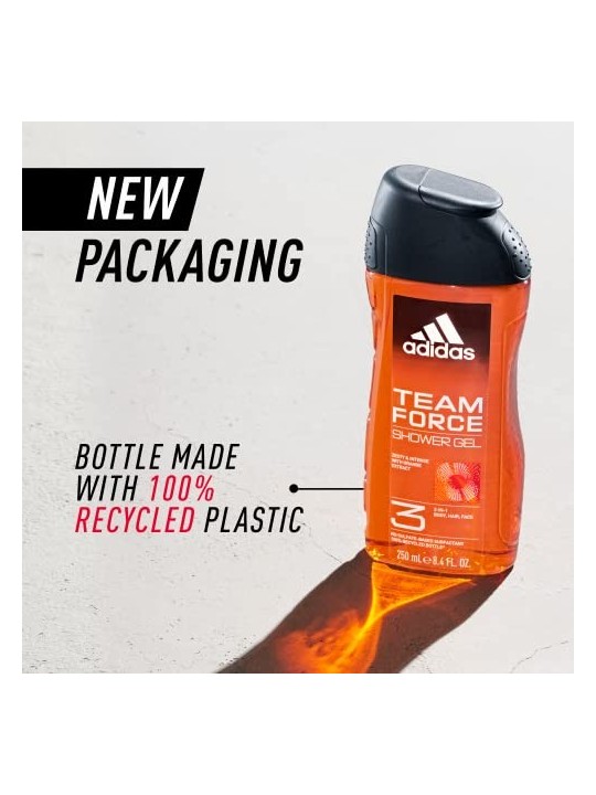 Adidas Team Force Gel Doccia Corpo Capelli Viso 3 in 1 gel