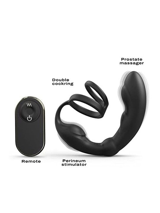 P-Ring Prostate Massager massaggiatore prostatico con doppio anello Nero