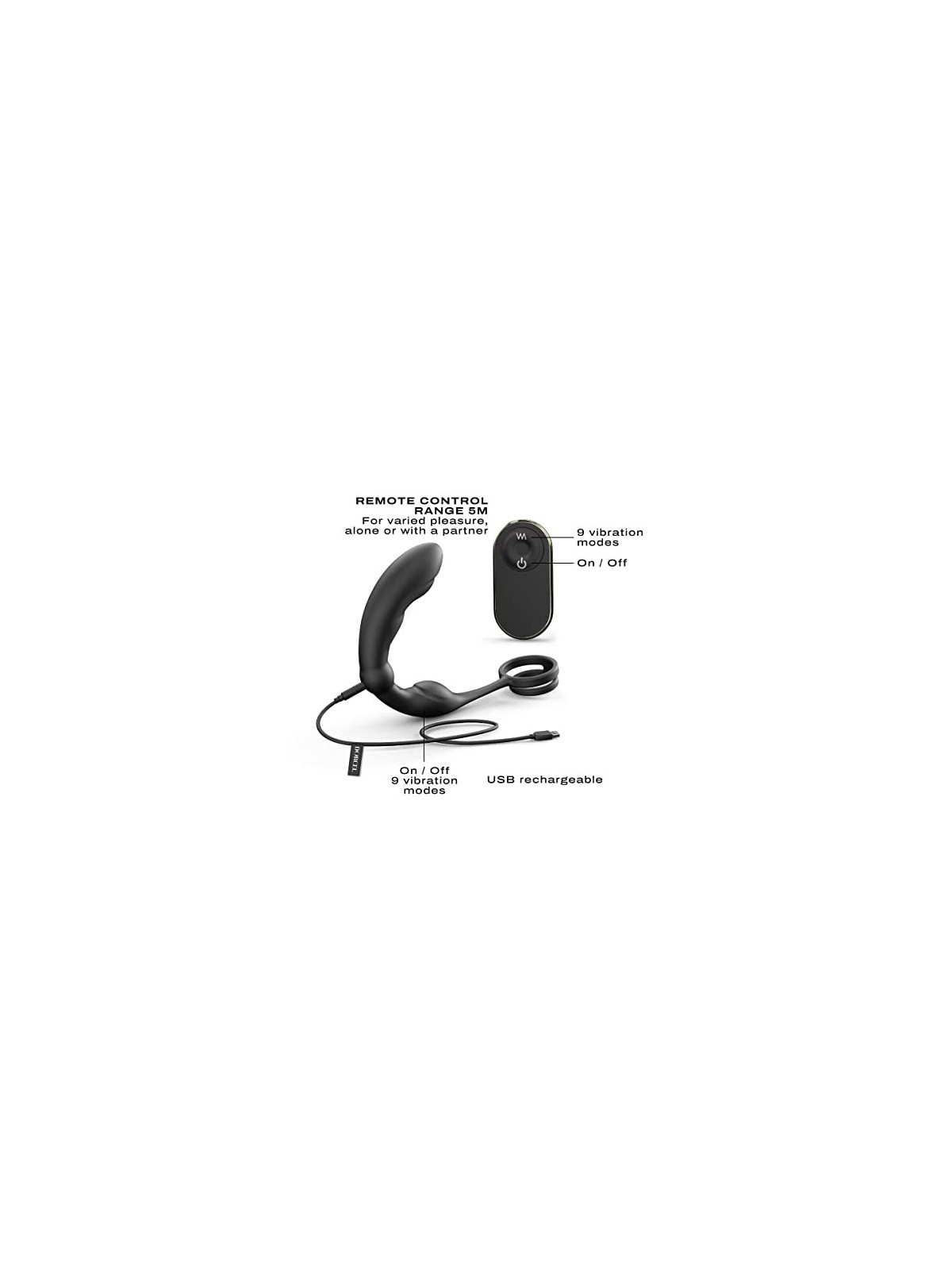 P-Ring Prostate Massager massaggiatore prostatico con doppio anello Nero