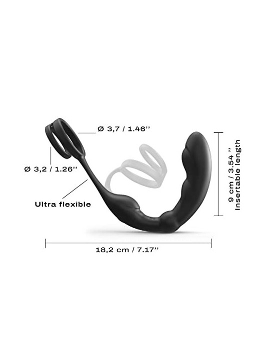 P-Ring Prostate Massager massaggiatore prostatico con doppio anello Nero