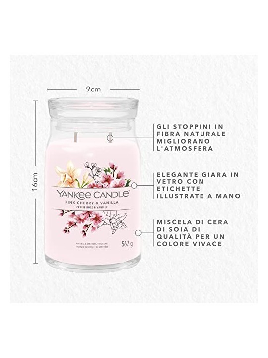 Yankee Candle Candela Profumata Unisex Ciliegia Rosa Vaniglia Firma