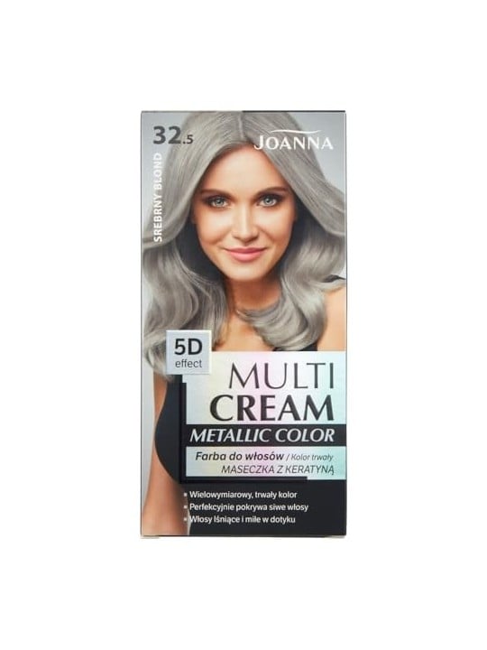 JOANNA Multi Cream Metallic Color Tintura per capelli effetto 5D 32,5 Biondo Argento