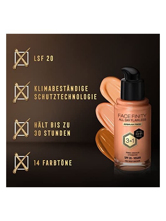 Fondotinta Max Factor Facefinity All Day Flawless 3 In 1 30ml C82 Deep Bronze
