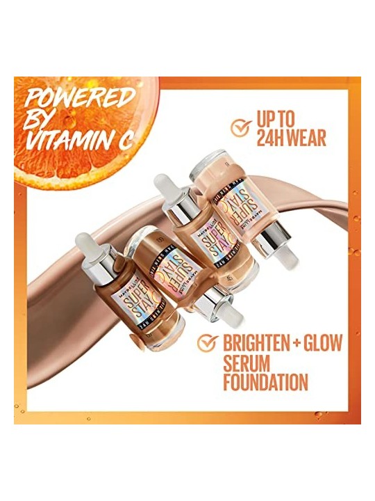 Maybelline Tinta per pelle 24 ore Superstay fondotinta alla vitamina C 30 ml donna 55