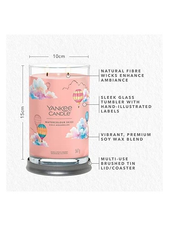 Yankee Candle Candela tumbler firmata Acquerello Cieli 567.0g