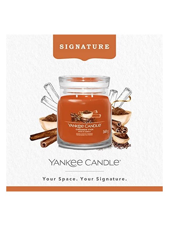 Yankee Candle Candela aromatica Signature in vetro, media, stecca di cannella, 368 g unisex Yankee Candle www.essenzetotalstyle.