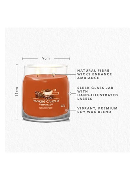 Yankee Candle Candela aromatica Signature in vetro, media, stecca di cannella, 368 g unisex Yankee Candle www.essenzetotalstyle.